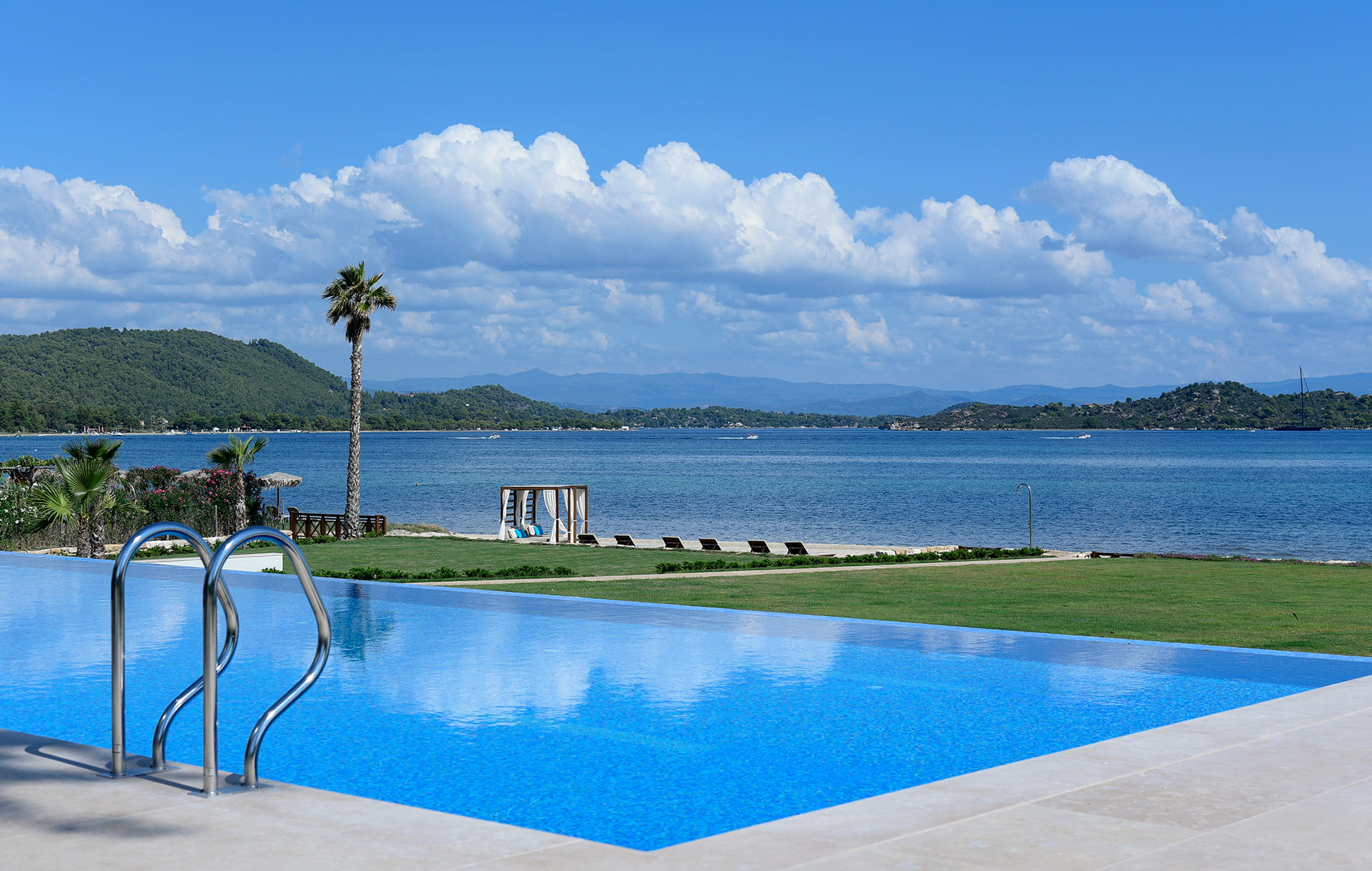 Villa Natalia-View of Private Beach and Diaporos Island, Halkidiki, sunny day