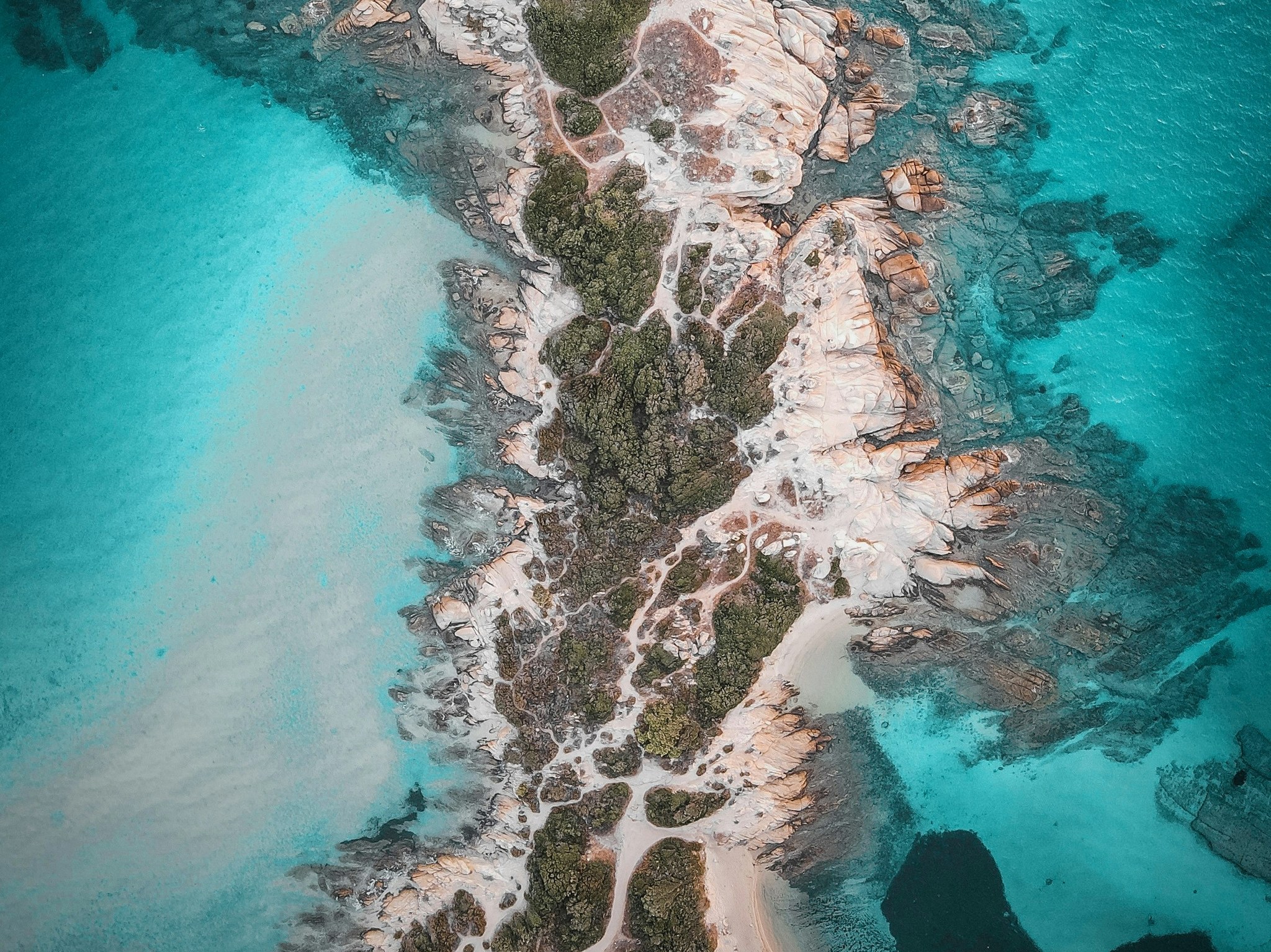 Sandy beach and village of Vourvourou seen from above, Halkidiki